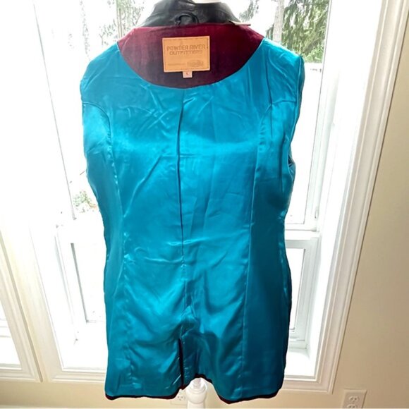 Powder River Outfitters Double Breasted Coat Wool Blend & Leather Collar Size L - Picture 10 of 12